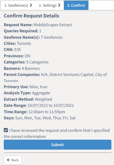 Submit geofence request