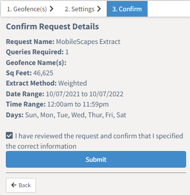 Submit geofence request