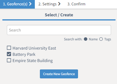 Select a geofence