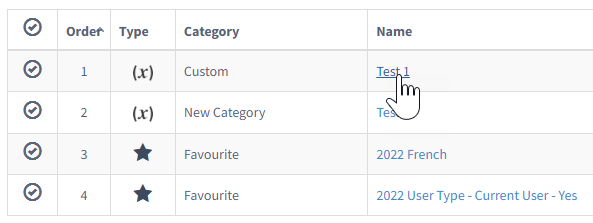 Click variable name in list