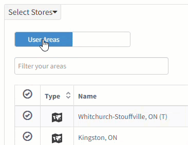 System Areas toggle