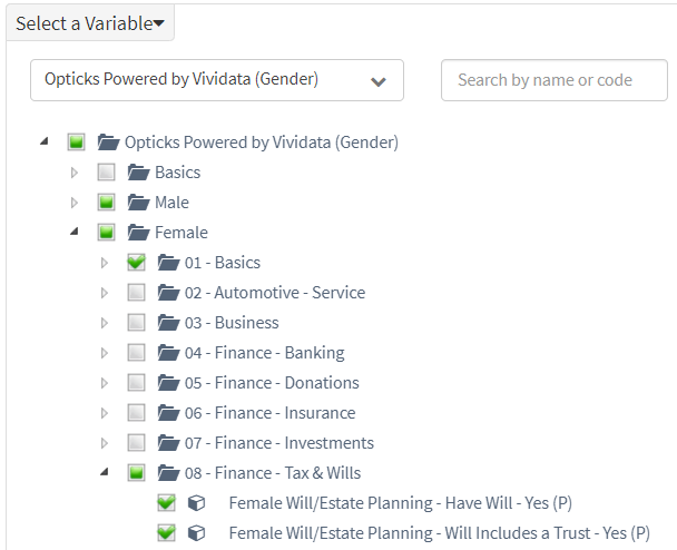 Select variables