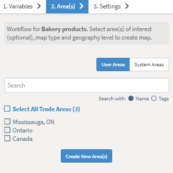 Select a trade area