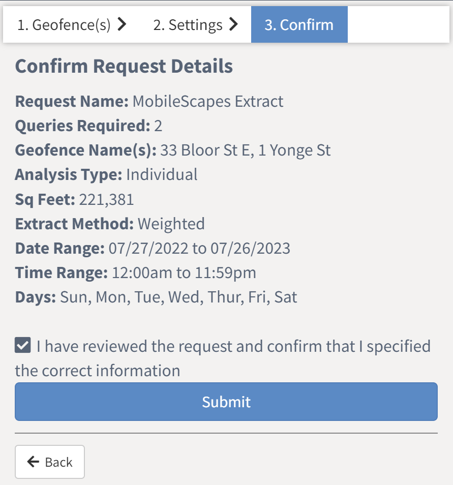 Confirm details and click submit