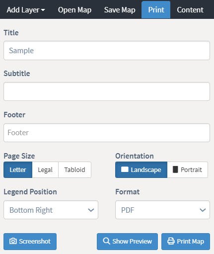 Print tab settings
