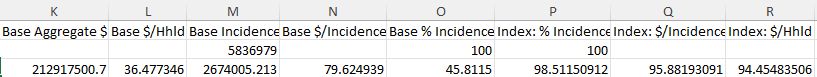 Screenshot of report in Excel