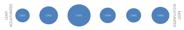 Visualization of Chinese Acculturates described above ranked from least to most acculturated