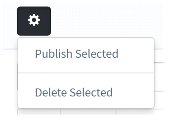 Publish selected from gear icon
