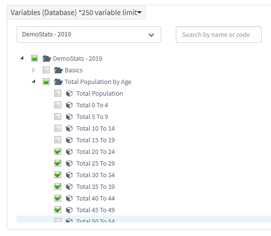Select variables