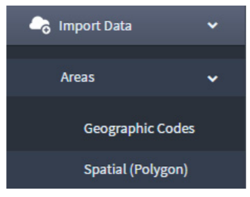 Select spatial (polygon) from areas drop-down in import data menu