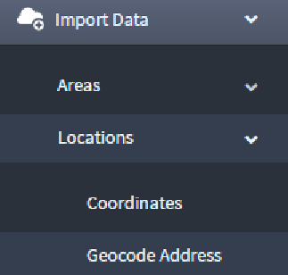 Select geocode address from locations drop-down in import data menu