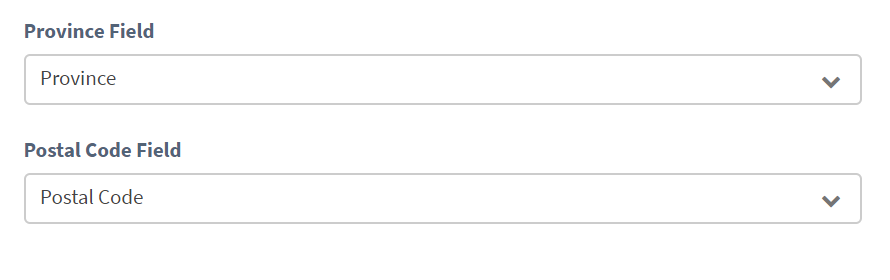 Province and postal code details