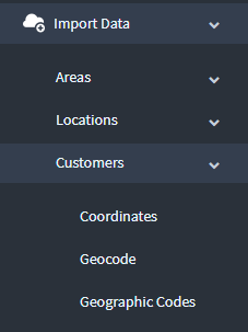 Select geocode from customers drop-down under import data menu