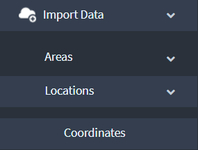 Select coordinates under locations drop-down in import data menu
