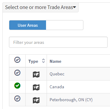 Select a trade area