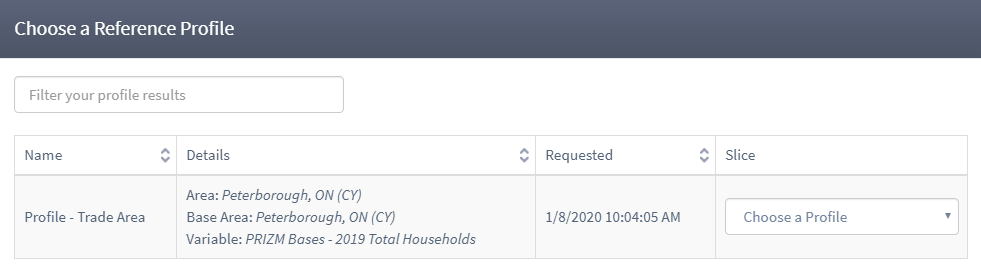 Select report from drop-down