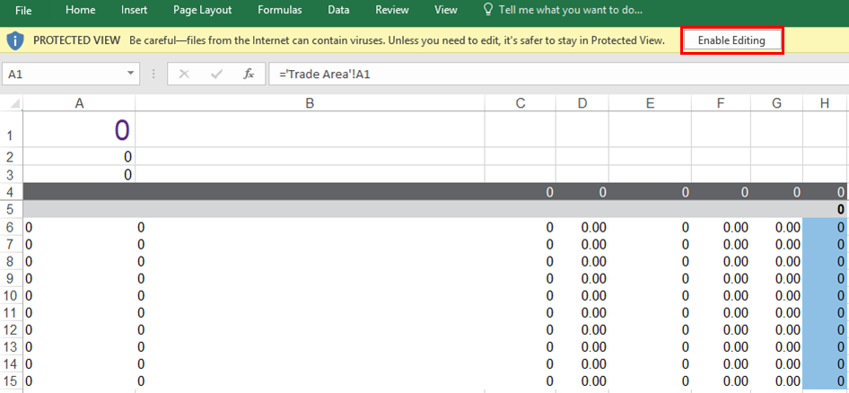 Click enable editing in Excel