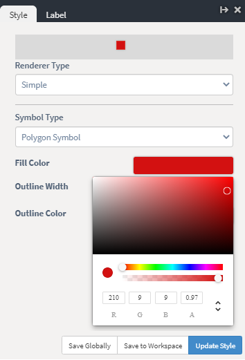 Configure colours and click update style