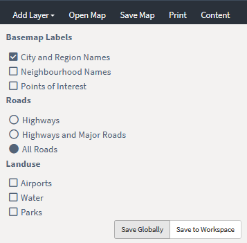 Select which layers you want shown on your map