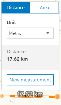 Measurement pop-up menu (distance tab)