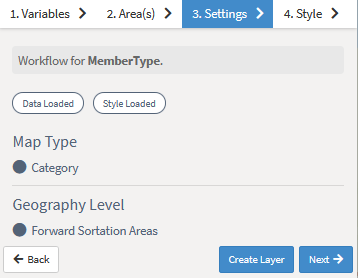 Select map type and geography level
