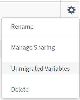 Select unmigrated variables in gear menu