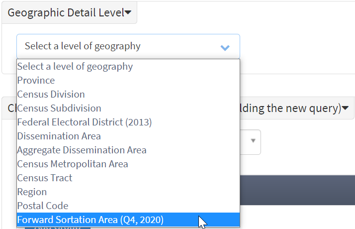 Select geography level