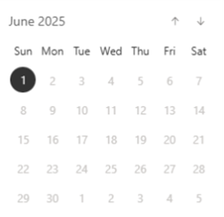 Screenshot of the date selector.