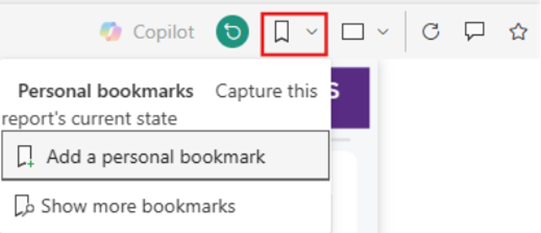 Screenshot of "add a personal bookmark" option from the bookmark button.