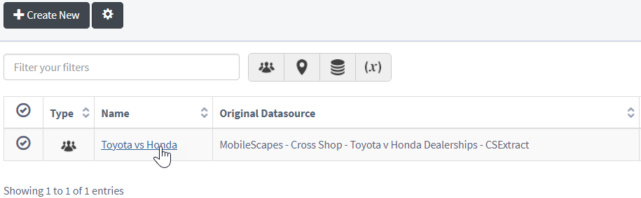 Click filter name