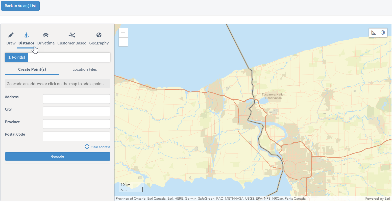 Distance option on map