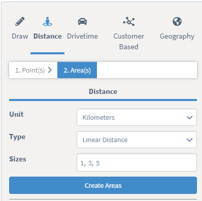 Area sizes