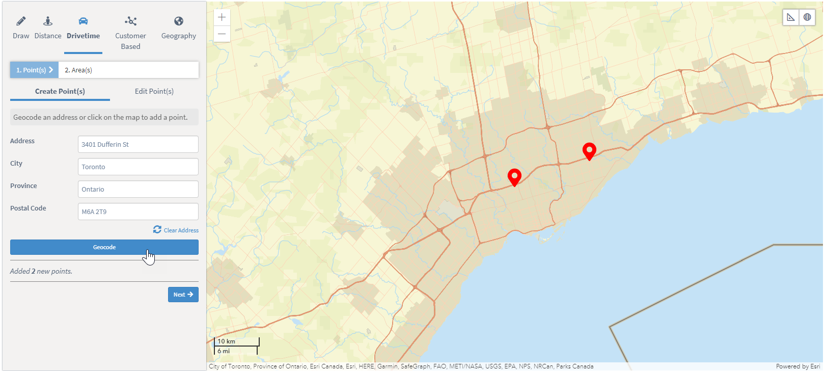Geocode points