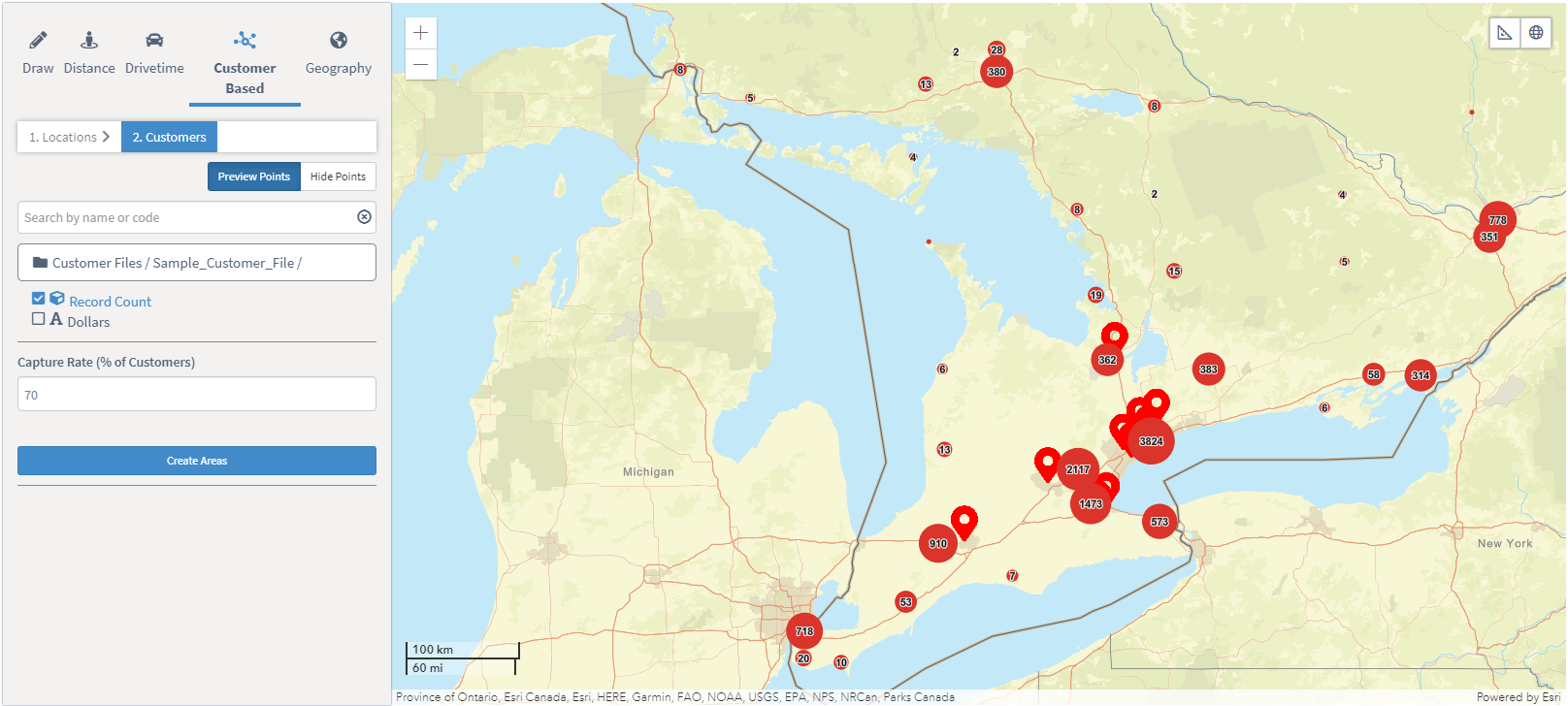 Preview customer data on map