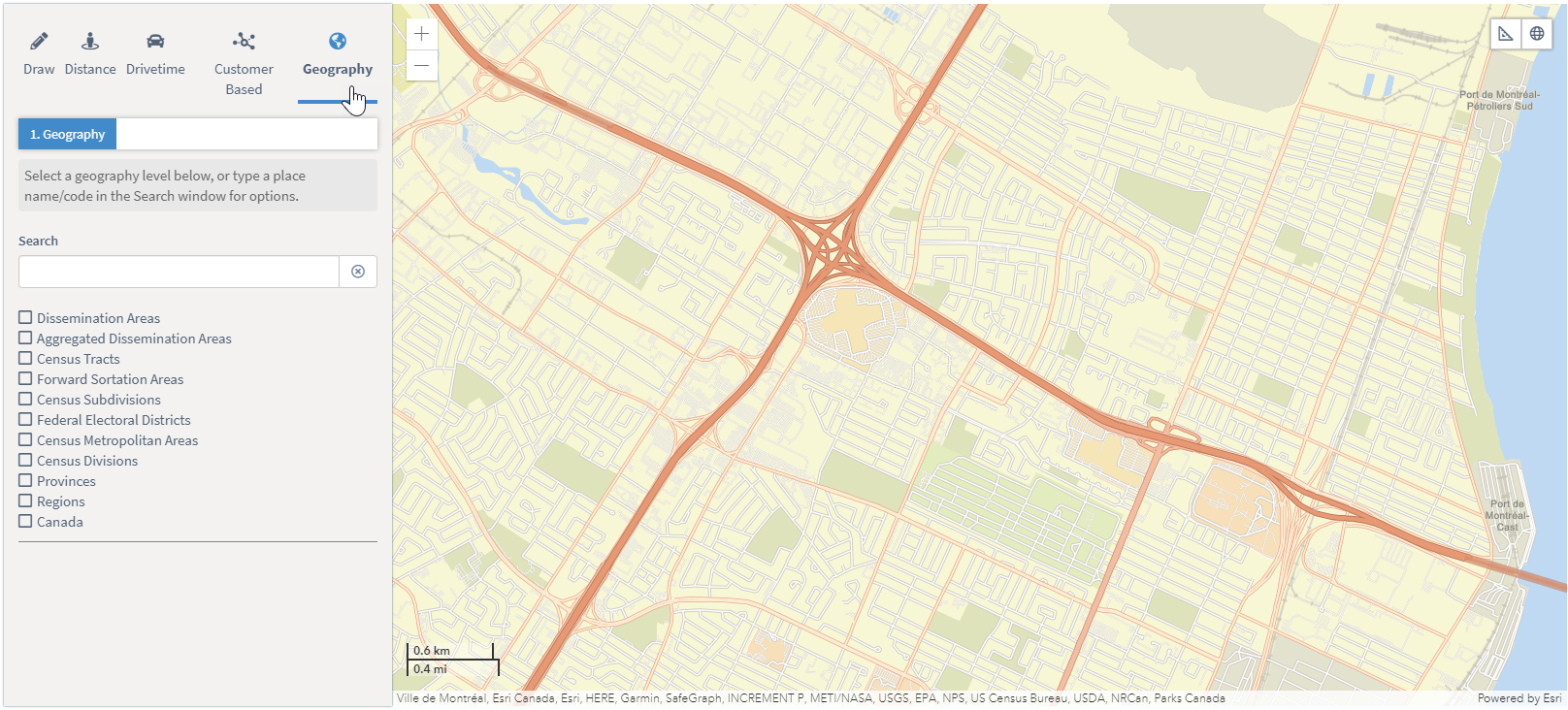 Geography option on map