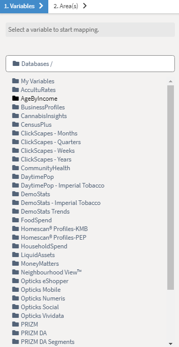 Search variable list
