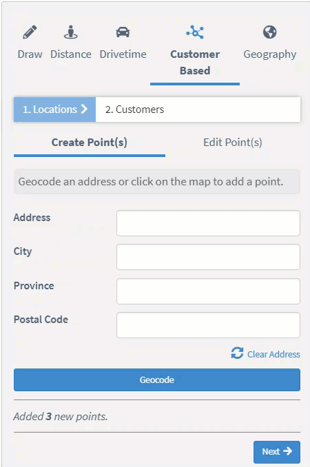 Edit points tab