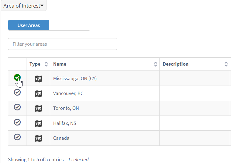 Select areas of interest