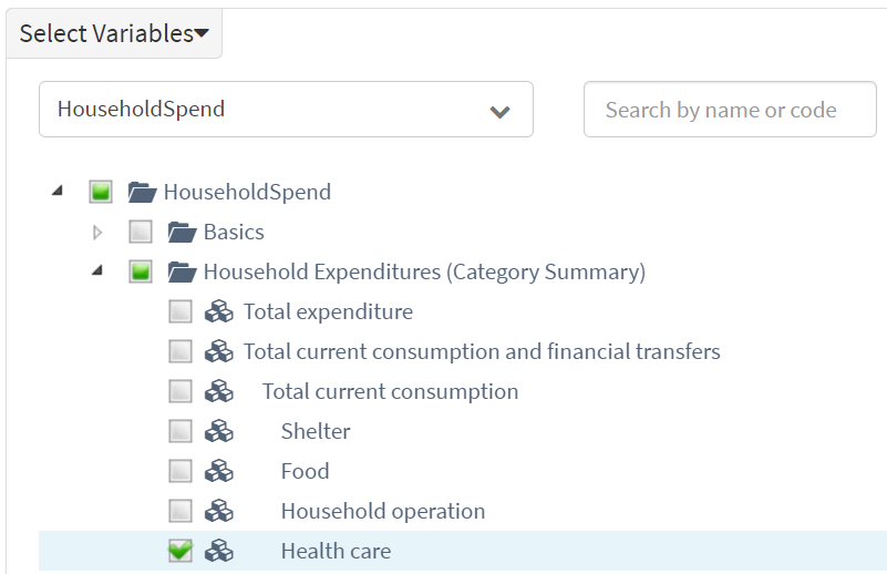 Select variables
