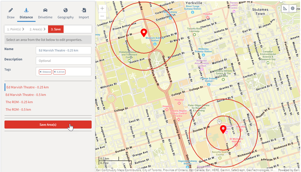 Configure details and click save areas