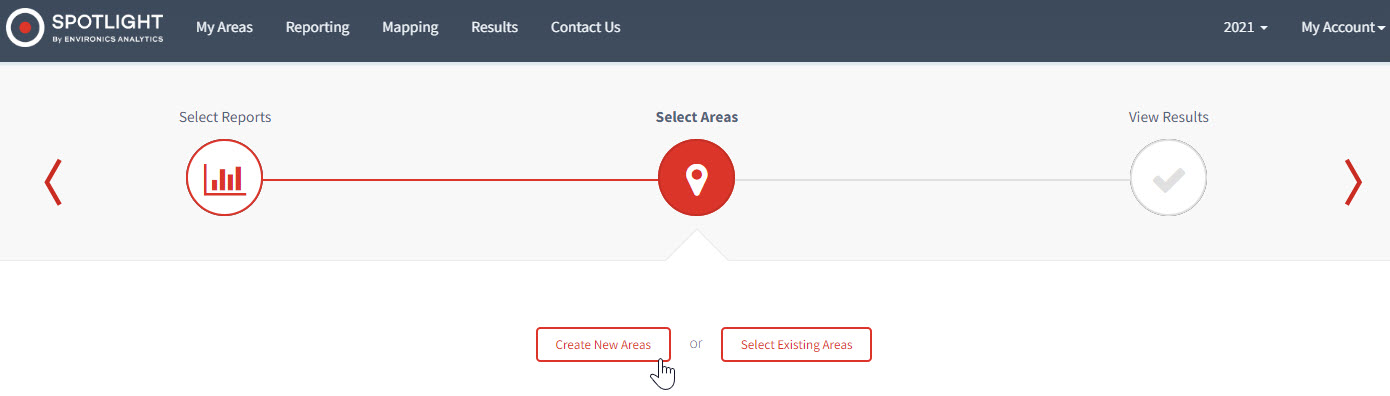 Click create new areas