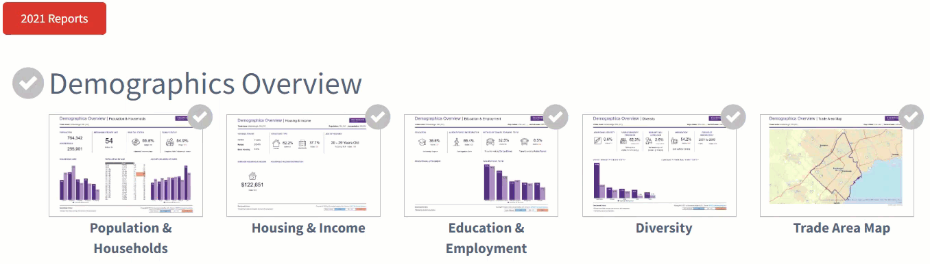 Select individual report pages