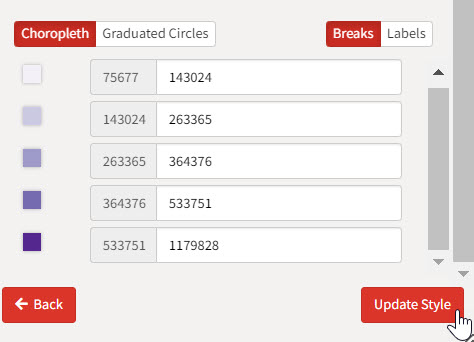 Customize breaks and labels