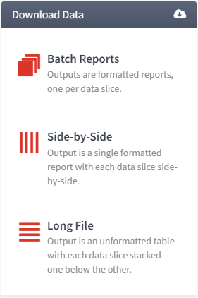 Download data menu options