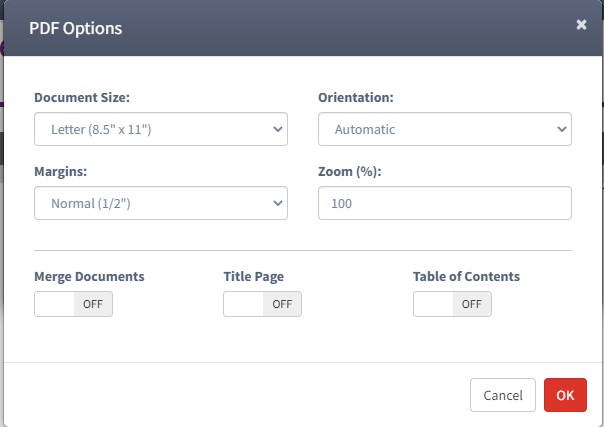 PDF customization options