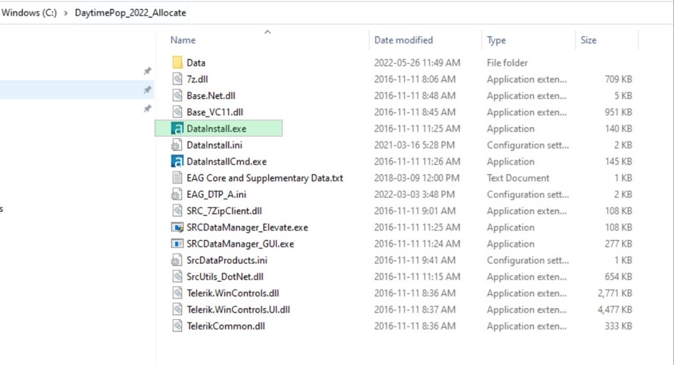 Select data install