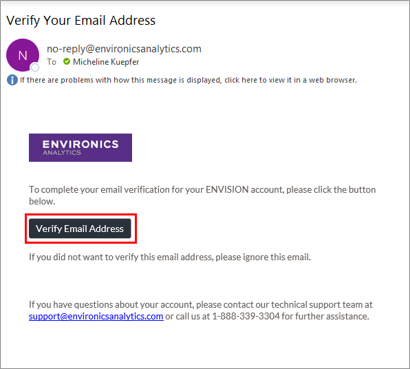 Click verify email address button